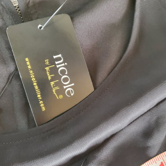 𝅺Nicole by Nicole Miller Black tiered ruffle sleevesless tank top-Size Large - Picture 5 of 8